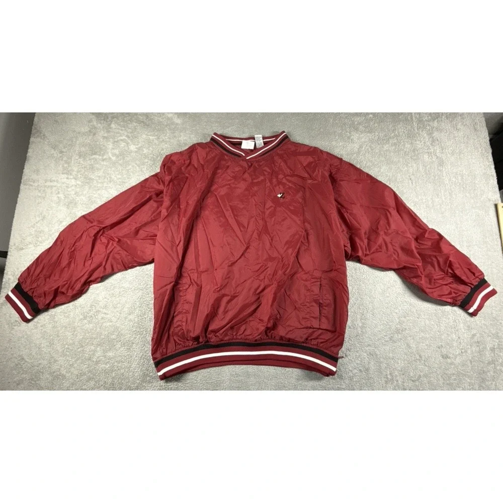Vintage 90s JERZEES Men's Classic Pullover Windbreaker Jacket Burgundy Size XL